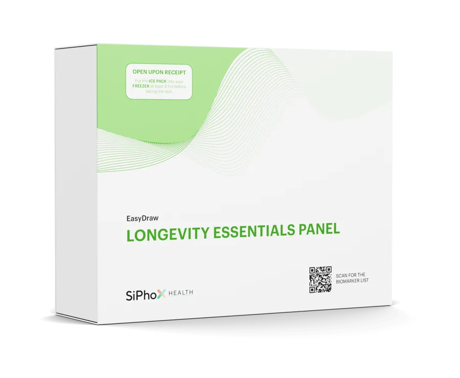 SiPhox Longevity Essentials EasyDraw kit box
